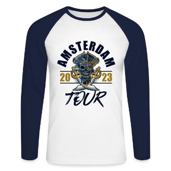 Amsterdam 2023 Skeleton - Unisex Long Sleeve Baseball T-Shirt - white/navy - Front - Nik (191cm)