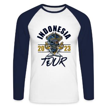 Indonesia 2023 Skeleton - Unisex Long Sleeve Baseball T-Shirt - white/navy - Front - Nik (191cm)