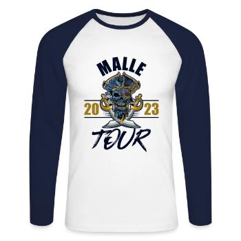 Malle 2023 Skeleton - Unisex Long Sleeve Baseball T-Shirt - white/navy - Front - Nik (191cm)