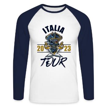 Italia 2023 Squelette - T-shirt baseball manches longues Homme - blanc/marine - Devant - Nik (191cm)