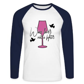Wine Peace Saying - Unisex Long Sleeve Baseball T-Shirt - white/navy - Front - Nik (191cm)