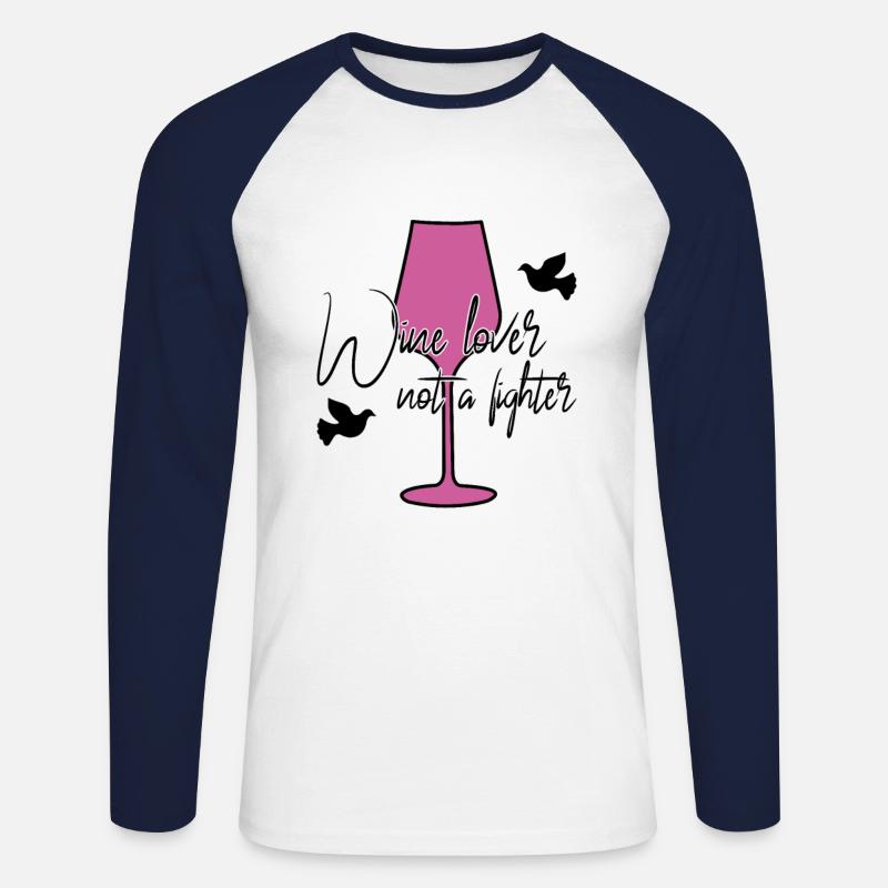 Wein Frieden Spruch - Unisex Baseballshirt langarm - Weiß/Navy