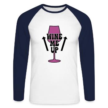 lustiger Wein Spruch - Unisex Baseballshirt langarm - Weiß/Navy - Vorne - Nik (191cm)