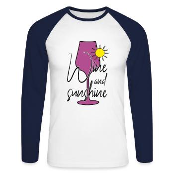 Wein Sonne Sonnenschein Spruch - Unisex Baseballshirt langarm - Weiß/Navy - Vorne - Nik (191cm)