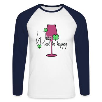 Vin Bonheur Dire - T-shirt baseball manches longues Homme - blanc/marine - Devant - Nik (191cm)