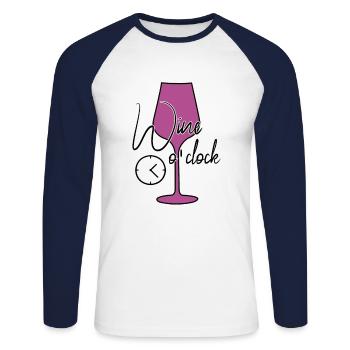 Wine time funny saying - Unisex Long Sleeve Baseball T-Shirt - white/navy - Front - Nik (191cm)