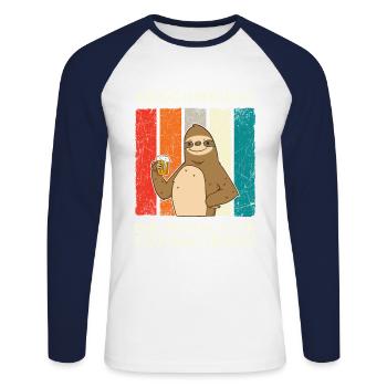 Geschmeidig Festplatte Formatieren Faultier Bier - Unisex Baseballshirt langarm - Weiß/Navy - Vorne - Nik (191cm)