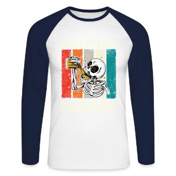 Erstmal Hopfen und Malz Wiederfinden Skelett Bier - Unisex Baseballshirt langarm - Weiß/Navy - Vorne - Nik (191cm)