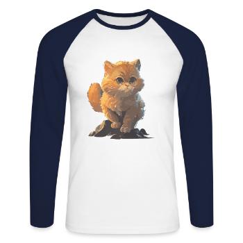 Cat cute cat drawing - Unisex Long Sleeve Baseball T-Shirt - white/navy - Front - Nik (191cm)
