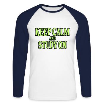 Studieren Spruch - Unisex Baseballshirt langarm - Weiß/Navy - Vorne - Nik (191cm)