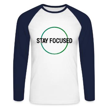 Focus Learning Shirt - Unisex Long Sleeve Baseball T-Shirt - white/navy - Front - Nik (191cm)