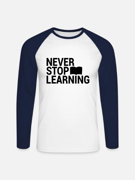 Learning Saying - Unisex Long Sleeve Baseball T-Shirt - white/navy