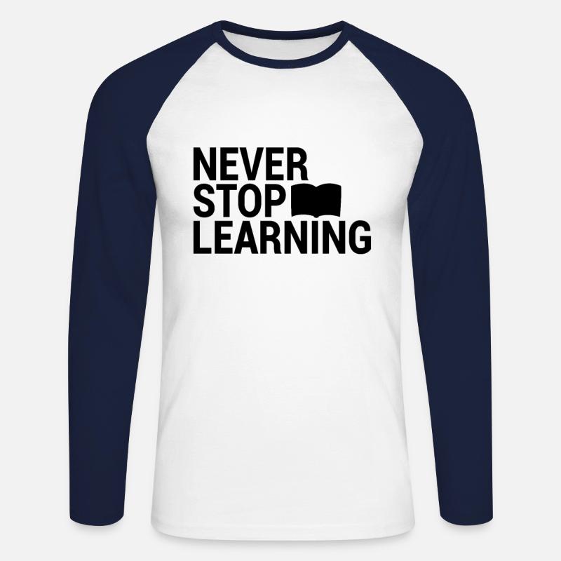 Lernen Spruch - Unisex Baseballshirt langarm - Weiß/Navy