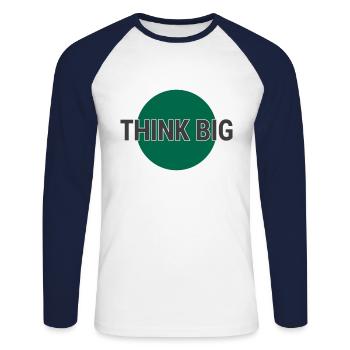 Think big think big - Unisex Long Sleeve Baseball T-Shirt - white/navy - Front - Nik (191cm)