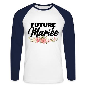 Femme Future Mariée Cadeau Femme EVJF Humour - T-shirt baseball manches longues Homme - blanc/marine - Devant - Nik (191cm)