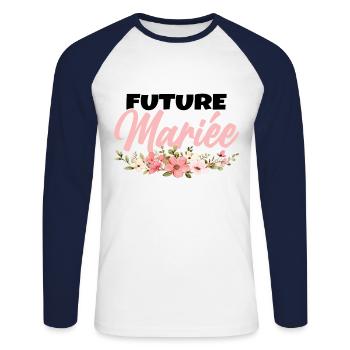 Femme Future Mariée Cadeau Femme EVJF Humour - T-shirt baseball manches longues Homme - blanc/marine - Devant - Nik (191cm)