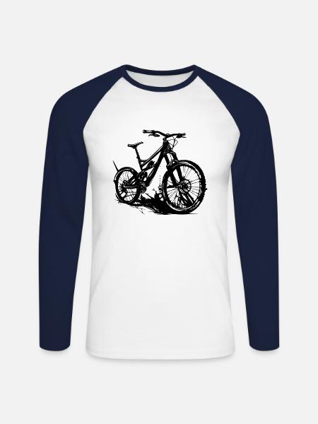 VTT - T-shirt baseball manches longues Homme - blanc/marine