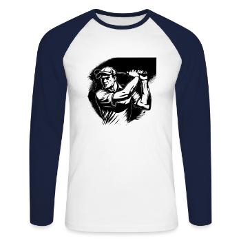 Golf Golfer - Unisex Baseballshirt langarm - Weiß/Navy - Vorne - Nik (191cm)