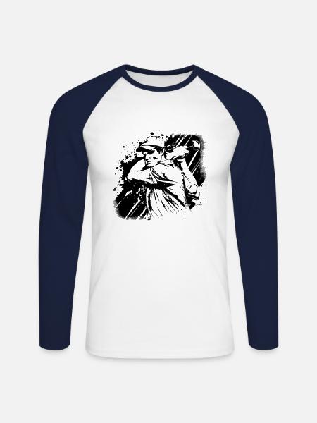 Golf Golfer - Unisex Baseballshirt langarm - Weiß/Navy
