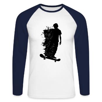 Skaten skateboarder - Unisex Baseballshirt langarm - Weiß/Navy - Vorne - Nik (191cm)