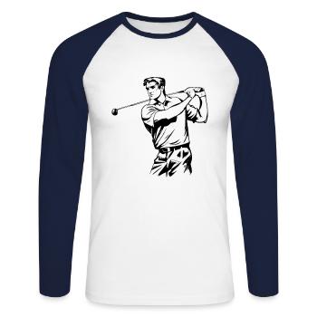 Golf Golfer - Unisex Baseballshirt langarm - Weiß/Navy - Vorne - Nik (191cm)