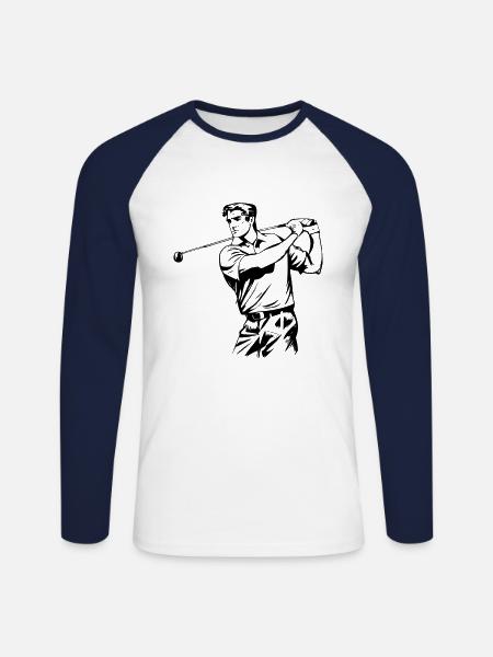 Golf Golfer - Unisex Baseballshirt langarm - Weiß/Navy