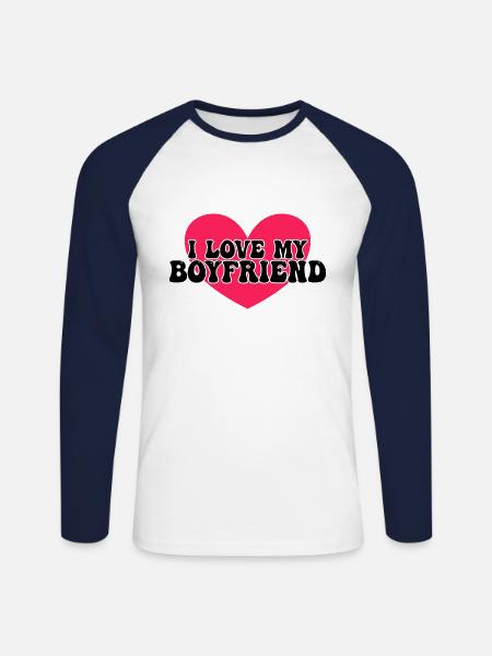 I love my boyfriend - Unisex Long Sleeve Baseball T-Shirt - white/navy