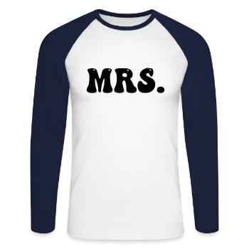 Mr. und Mrs. Partnerlook - Unisex Baseballshirt langarm - Weiß/Navy - Vorne - Nik (191cm)