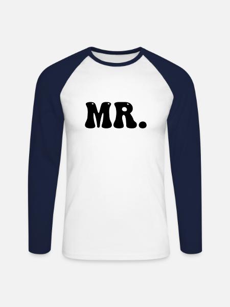 Mr. and Mrs. Partnerlook - Unisex Long Sleeve Baseball T-Shirt - white/navy
