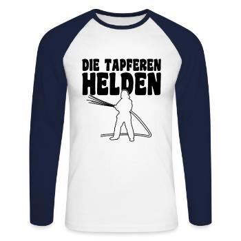 Feuerwehr Tapfere Helden - Unisex Baseballshirt langarm - Weiß/Navy - Vorne - Nik (191cm)