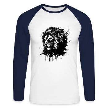 Tête de lion - T-shirt baseball manches longues Homme - blanc/marine - Devant - Nik (191cm)