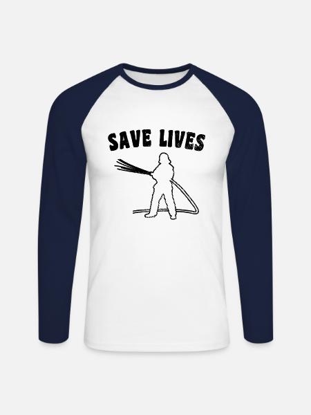 Fire brigade slogan - Unisex Long Sleeve Baseball T-Shirt - white/navy