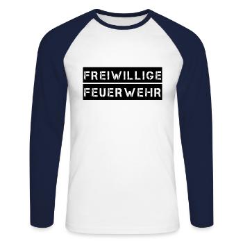Freiwillige Feuerwehr - Unisex Baseballshirt langarm - Weiß/Navy - Vorne - Nik (191cm)