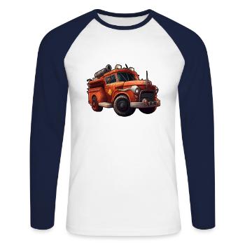 Fire engine fire brigade - Unisex Long Sleeve Baseball T-Shirt - white/navy - Front - Nik (191cm)
