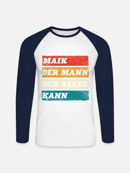 Maik Der Mann Der Alles Kann Vorname Maik - Unisex Baseballshirt langarm - Weiß/Navy