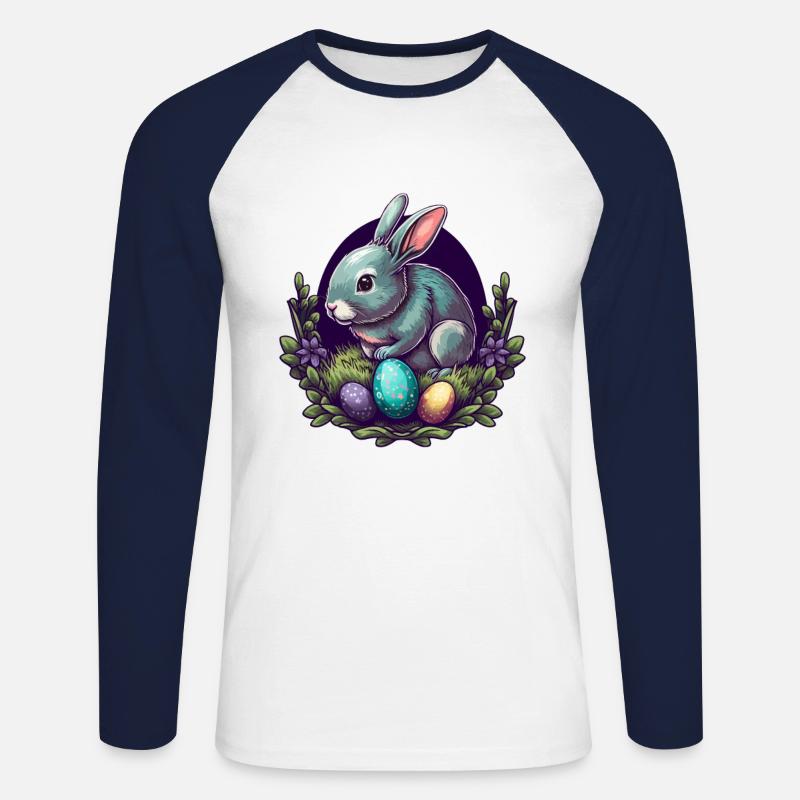 Rabbit Easter Bunny - Unisex Long Sleeve Baseball T-Shirt - white/navy