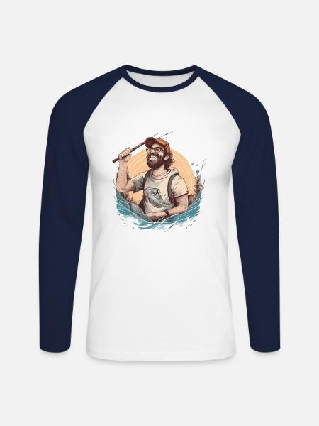 Angling - Unisex Long Sleeve Baseball T-Shirt - white/navy