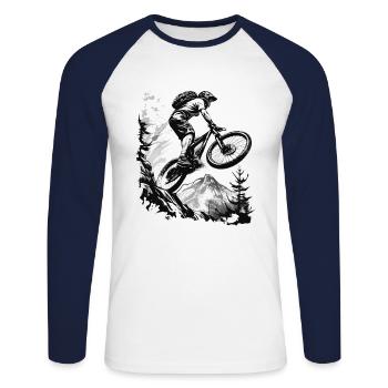 VTT - T-shirt baseball manches longues Homme - blanc/marine - Devant - Nik (191cm)