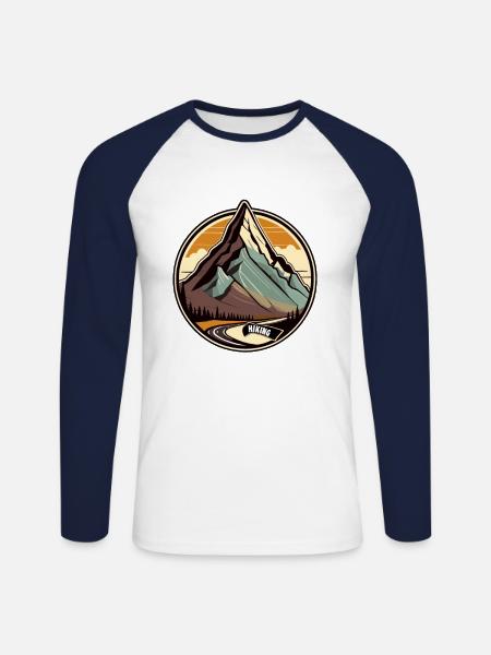 Mountain hiking - Unisex Long Sleeve Baseball T-Shirt - white/navy