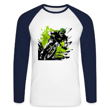 VTT - T-shirt baseball manches longues Homme - blanc/marine - Devant - Nik (191cm)
