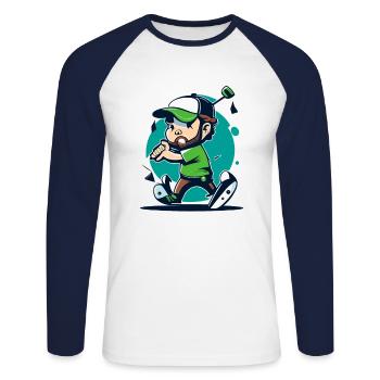 Gulf - Unisex Long Sleeve Baseball T-Shirt - white/navy - Front - Nik (191cm)