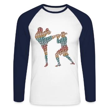 Kickboxing - Unisex Baseballshirt langarm - Weiß/Navy - Vorne - Nik (191cm)