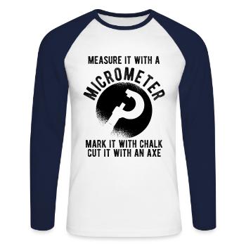 Maschinen-Bediener Maschinenführer Machinist - Unisex Baseballshirt langarm - Weiß/Navy - Vorne - Nik (191cm)