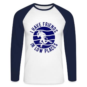 Apnoetaucher Freitaucher Taucher - Unisex Baseballshirt langarm - Weiß/Navy - Vorne - Nik (191cm)