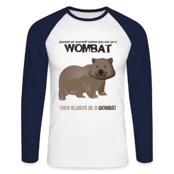 Wombat - Unisex Baseballshirt langarm - Weiß/Navy - Vorne - Nik (191cm)