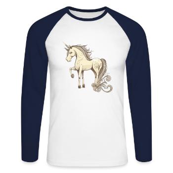 Licorne licorne - T-shirt baseball manches longues Homme - blanc/marine - Devant - Nik (191cm)