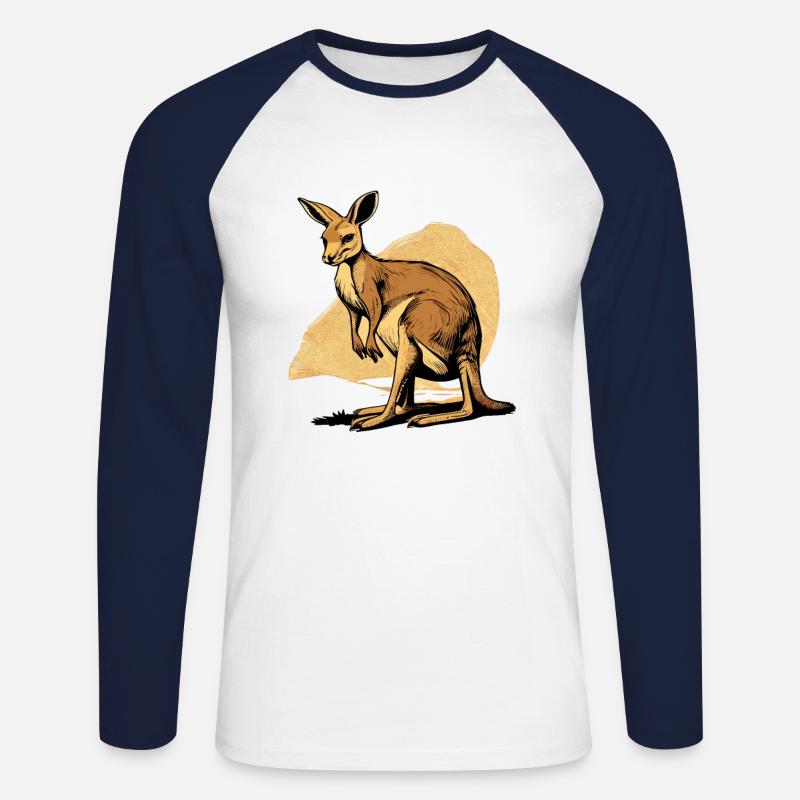 Känguru comic cartoon Style - Unisex Baseballshirt langarm - Weiß/Navy