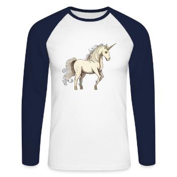 Licorne licorne - T-shirt baseball manches longues Homme - blanc/marine - Devant - Nik (191cm)