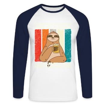 Geschmacklos Alkohol als Alkoholfrei Faultier Bier - Unisex Baseballshirt langarm - Weiß/Navy - Vorne - Nik (191cm)