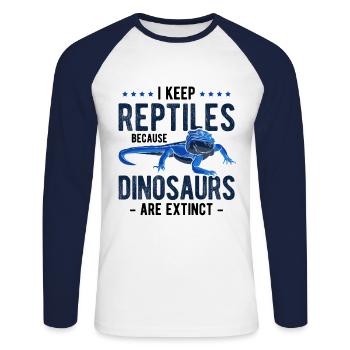 Eidechsen Für Besitzer Von Reptilien - Unisex Baseballshirt langarm - Weiß/Navy - Vorne - Nik (191cm)